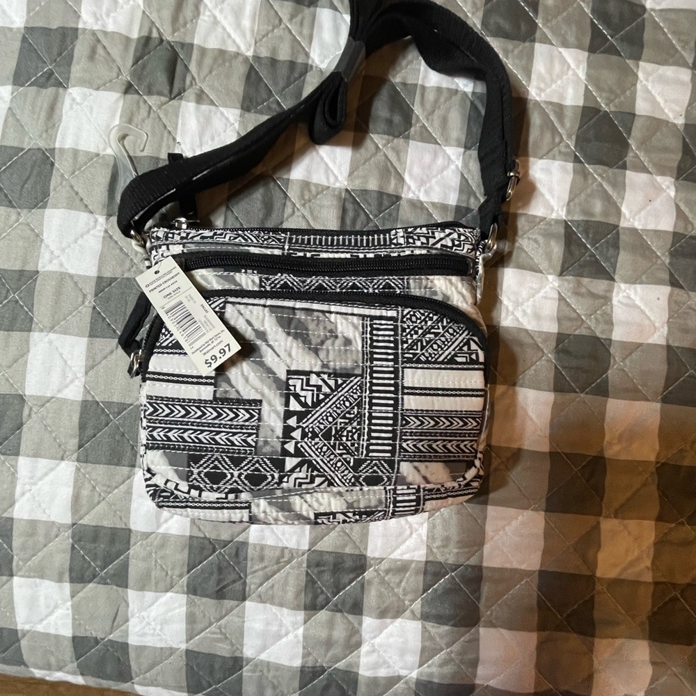 No Boundaries black-white printed crossbody purse for girls